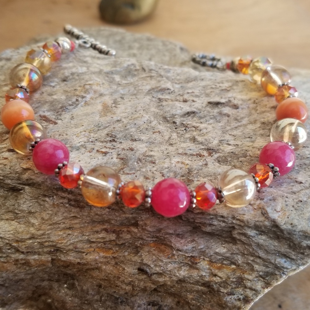 Handmade Natural gemstone and crystal bracelet